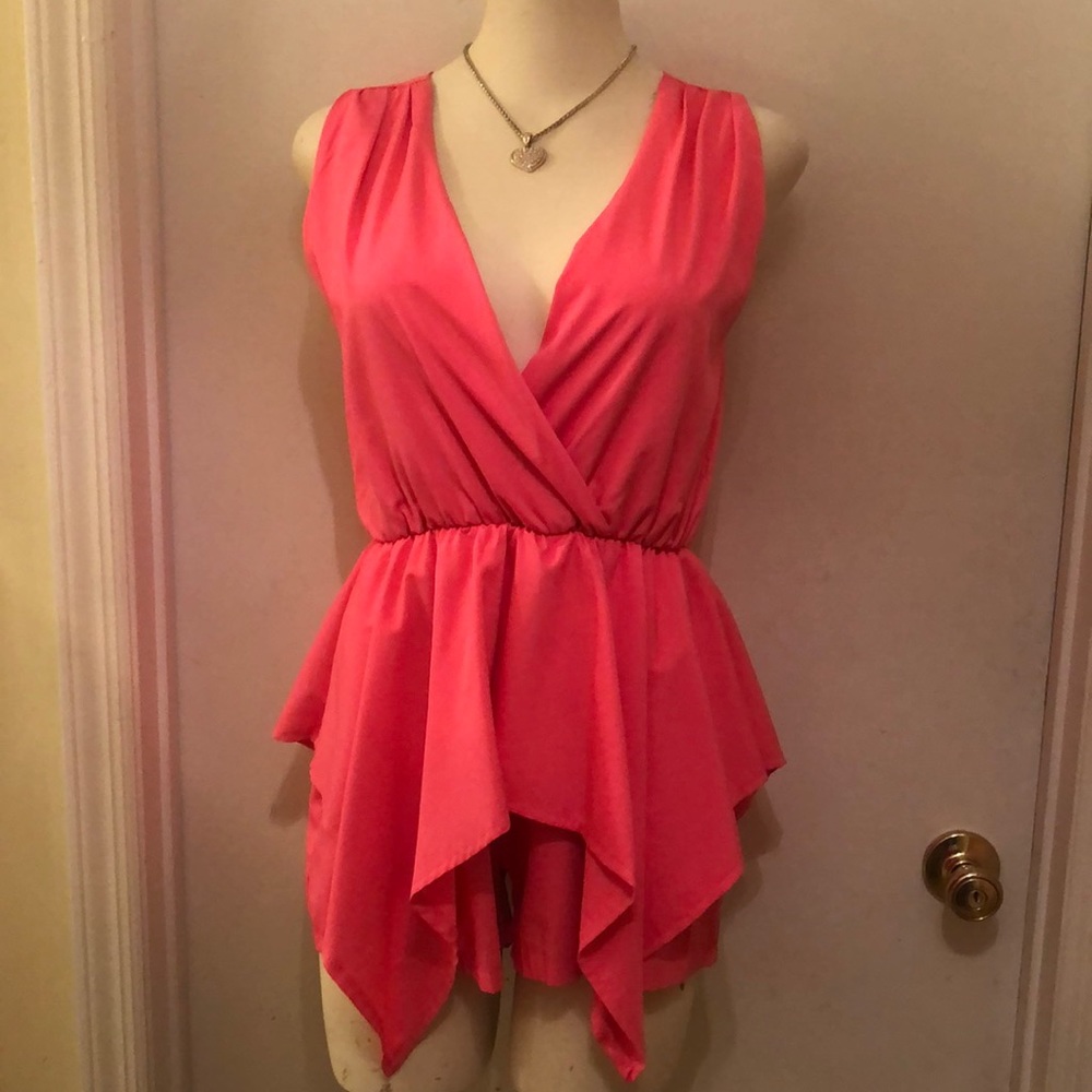 Pink romper, beautiful watermelon color. - Picture 1 of 8
